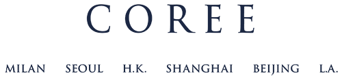 Coree logo e città principali: Milano, Seoul, Hong Kong, Shangai, Beijing, Los Angeles